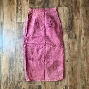 Vintage High Waisted Red Leather Maxi Skirt